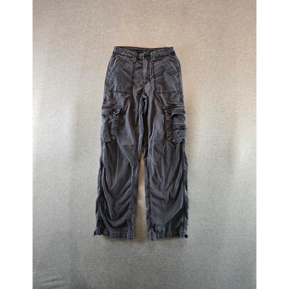 American Eagle Cargo Pants Womens 00 Gray Straight Utility Gorpcore Drawstring